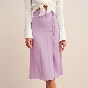 Rouje Paris Gloria Lavender Polka Dot Midi Skirt